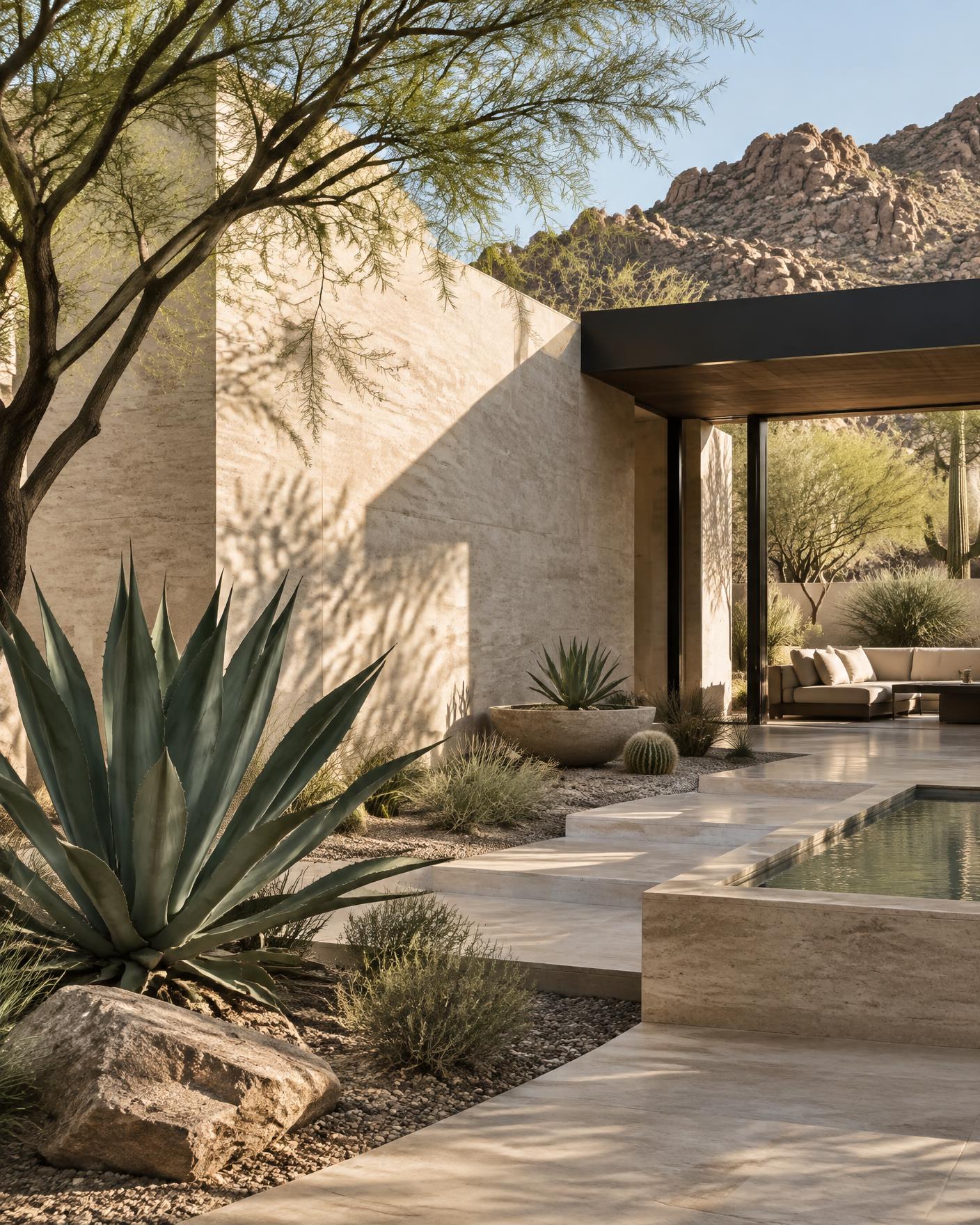 Sunlit desert-modern architecture in Scottsdale