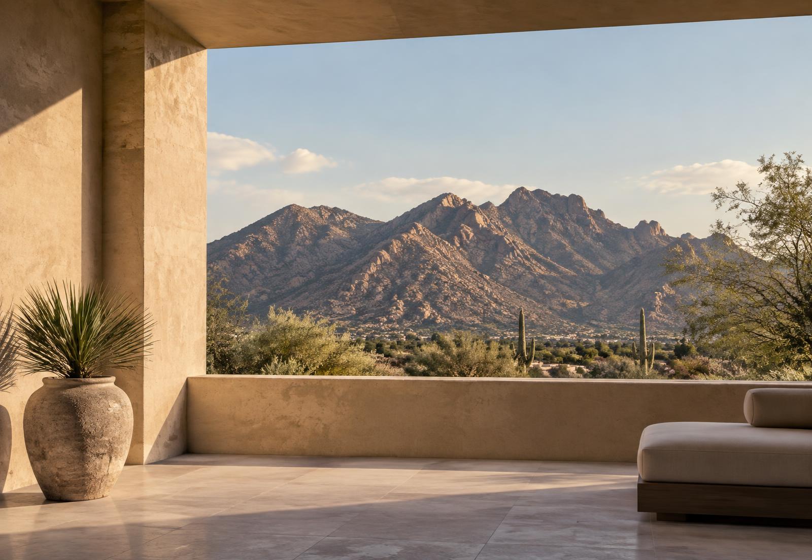 A wide view of Scottsdale mountains